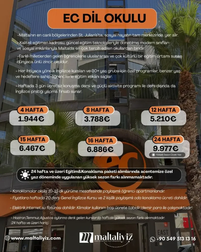 Ec dil okulu 2026 fiyatlari