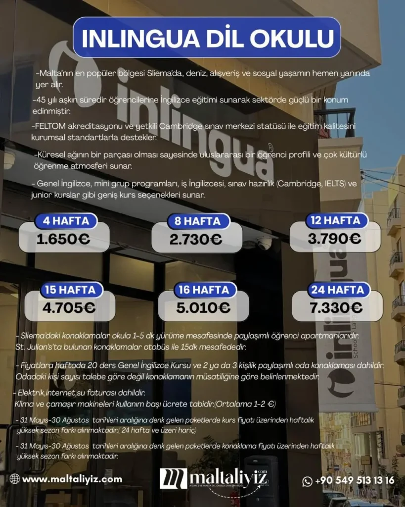 inlingua dil okulu 2026 fiyatlari